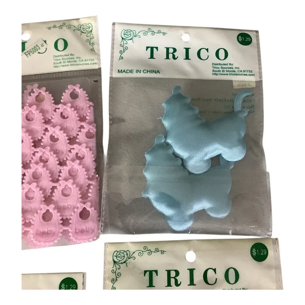 Trico Baby Themed Craft Embellishments 4 Sets‎ Pink And Blue Colors